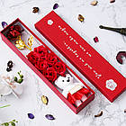 Троянди з мила та ведмедик + Подарунок Кулон з ланцюжком / Бокс з мильних троянд і плюшевого ведмедика, фото 2