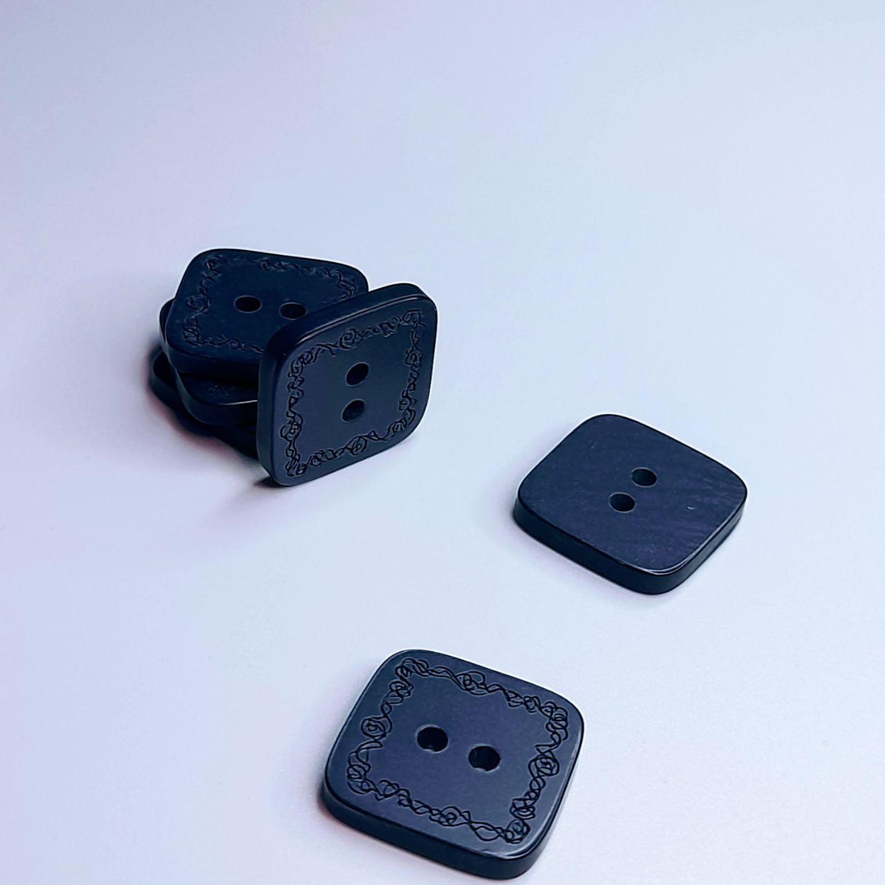 Гудзик перламутровий темно-синій з малюнком 19мм, фото 1