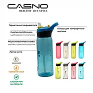 Пляшка для води CASNO 750 мл KXN-1210 Блакитна з соломинкою, фото 8