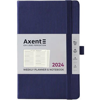 Щотижневик датований 2024 рік, 125*195 мм, синій, 96 аркушів Axent Partner Lines