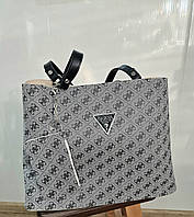 Жіноча сумка бренду сірого кольору гарно оздоблена, розмір 37*26*15см