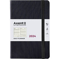 Ежедневник датированный 2024 год, 145*210 мм, черный, 92 листов Axent Partner Lines