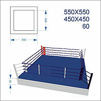 Ринг боксерський професійний, поміст 0,6м, 5,5х5,5м, канати 4,5х4,5м