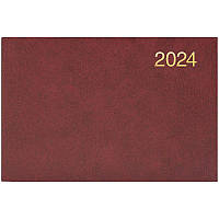 Еженедельник карманный датированный 2024 год, А6 формата, бордовый, 144 листа Brunnen Miradur