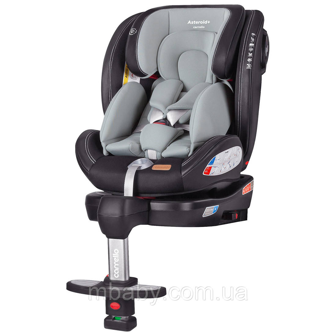 Автокрісло CARRELLO Asteroid Pluse Grey 0+1+2+3 ISOFIX з поворотом та опорною ногою