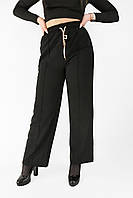 Женские трикотажные прямые брюки Kenalin Штаны палаццо со стрелками Черный цвет 2XL-3XL