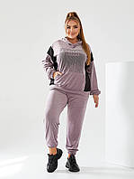 Велюровый спортивный костюм кофта штаны размер батальный: 48-50, 52-54, 56-58 пудровый, 52/54