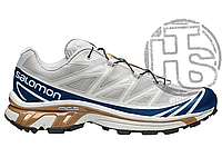 Женские кроссовки Salomon S LAB XT-6 Advanced White Blue Brown Lunar Rock Dark Sapphire L47136600