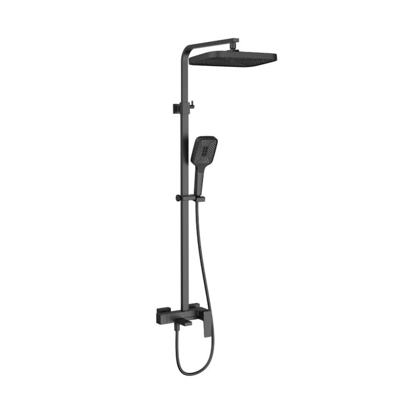 Cистема Душова для ванни Qtap Gemini Black Matt (k35) пряме злиття, фото 1