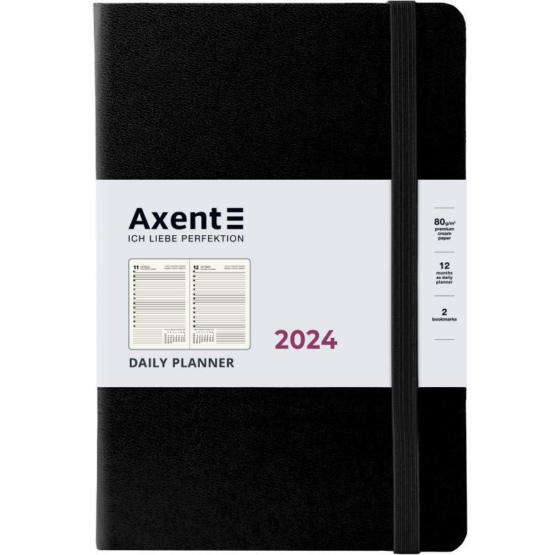 Щоденник датований 2024 рік, 145*210 мм, чорний, 92 аркушів Axent Partner Strong, фото 1