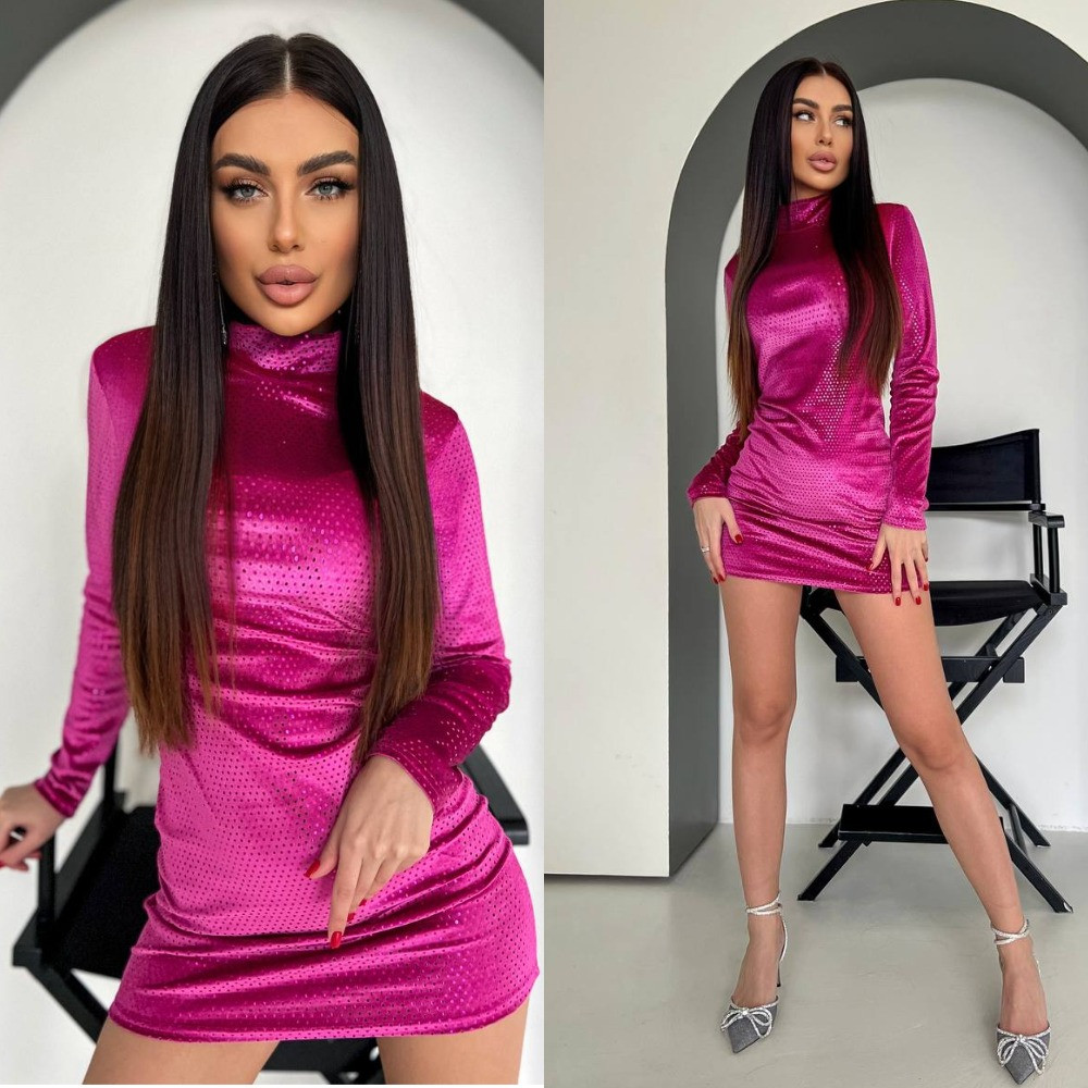 Оксамитове міні плаття Розміри: 42-44, 44-46, фото 1