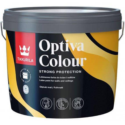 Інтер'єрна латексна фарба Tikkurila Optiva Colour глибокоматова 0.9л, фото 1