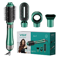 Фен-щітка стайлер для волосся VGR V-493 з насадками (Бірюзовий)