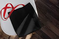 Эко-сумка шоппер из хлопка черная с красными ручками 35х7х40 см