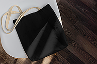 Эко-сумка шоппер из хлопка черная с молочными ручками 35х7х40 см