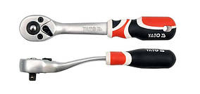 Тріскачка YATO: квадрат 1/4", L = 155 мм, 72T, вигнута ручка