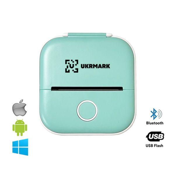 Кишеньковий двохдюймовий міні термопринтер з Bluetooth Ukrmark P02GN/GN зелений