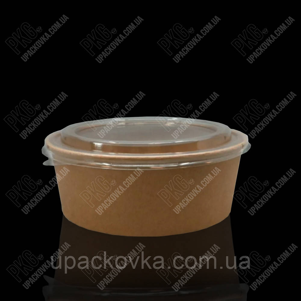 Упаковка для салату, паперова 550 мл. КРАФТ1PE, d-150, h-50 мм, 50 шт/уп
