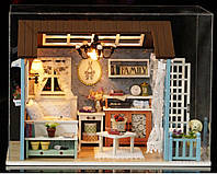 Кукольный домик с мебелью DIY ( подсветка от батареек, мебель и инструменты, в коробке ) С 64586