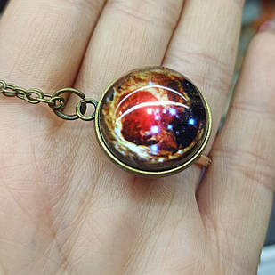 Кулон, що світиться в темряві, підвіска куля з лінзою, з люмінофором із см туманність краба