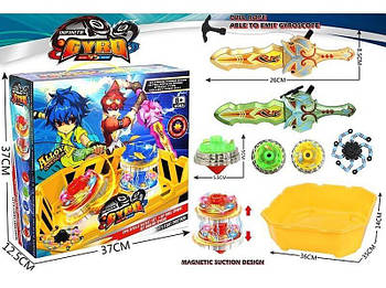 Гра Бейблейд (арена, 2 води, 2 металеві накладки, 2 запускники, підсвітка, фіджет, у коробці)