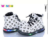 Демисезонные светящиеся LED ботинки тимбы, размер 24 W.Niko, для девочки XJ1043-2