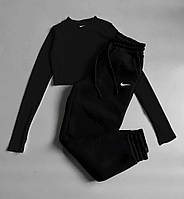 Жіночий прогулянковий базовий костюм укорочений кроп топ і штани джоггери спортивний костюм Nike