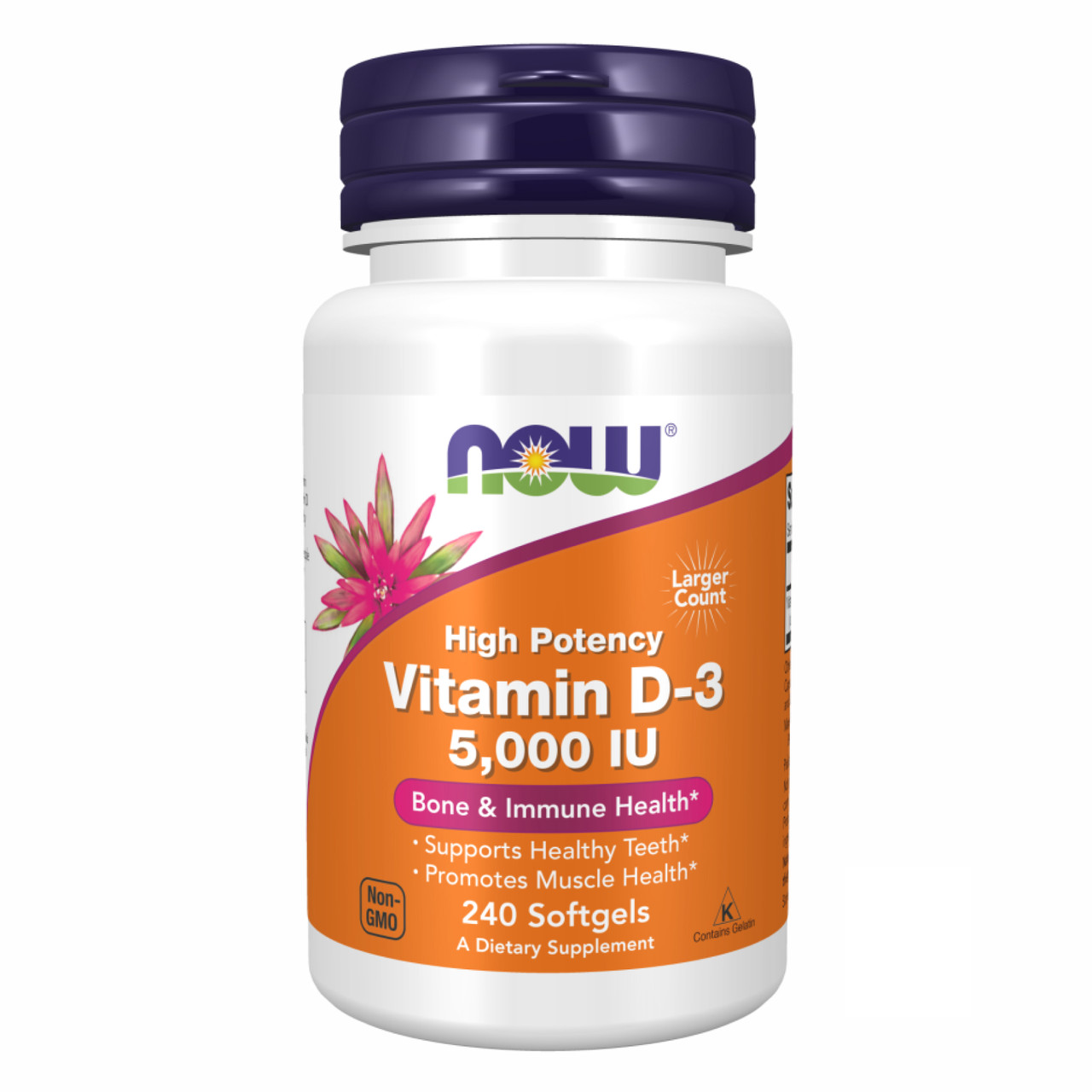 NOW Vitamin D-3 / Вітамін D-3 5000 MО у м'яких капсулах №240