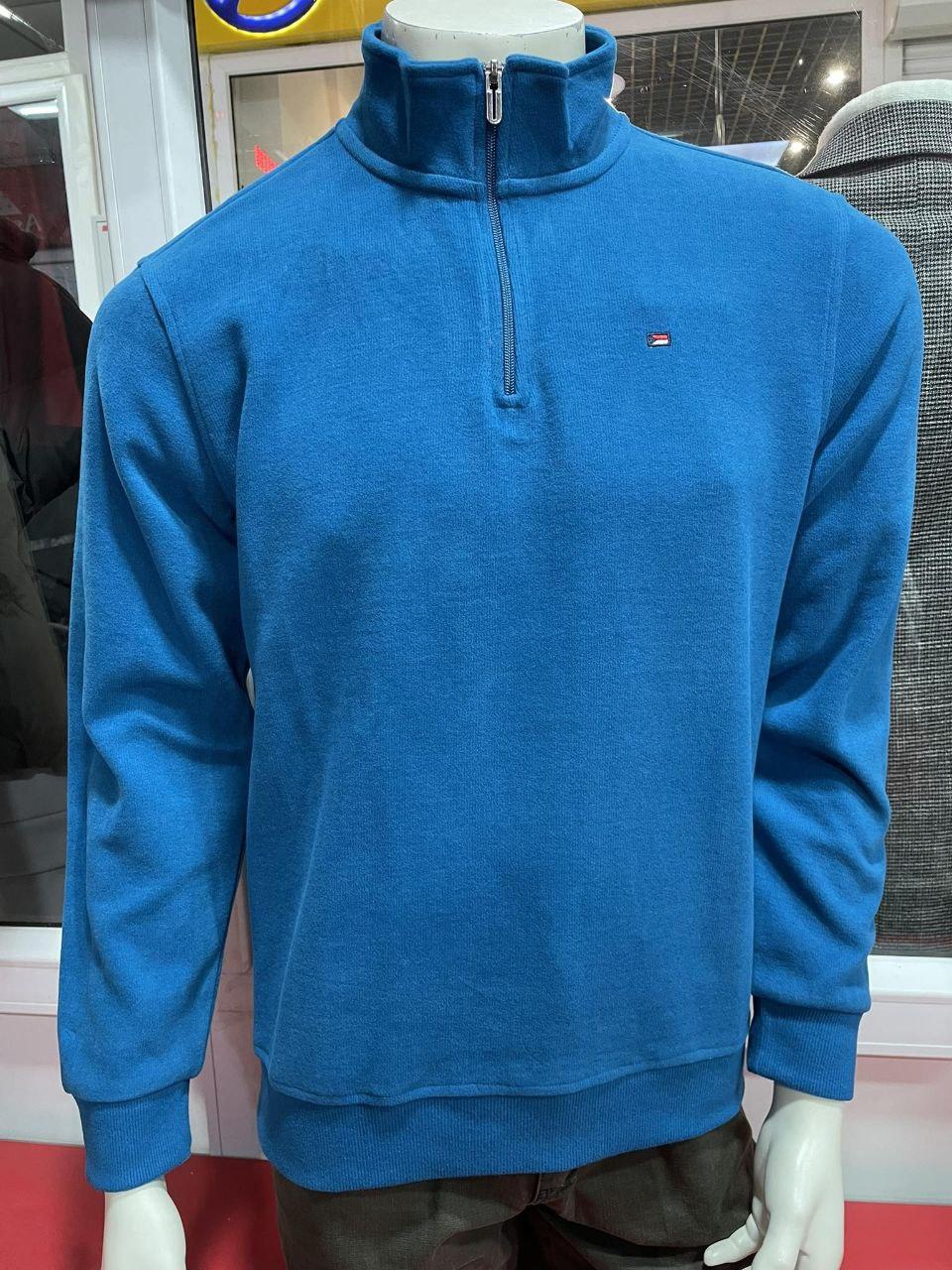 Джемпер Zinzolin чоловічий однотонний напівблискавка толстовка теплий М синій, фото 1