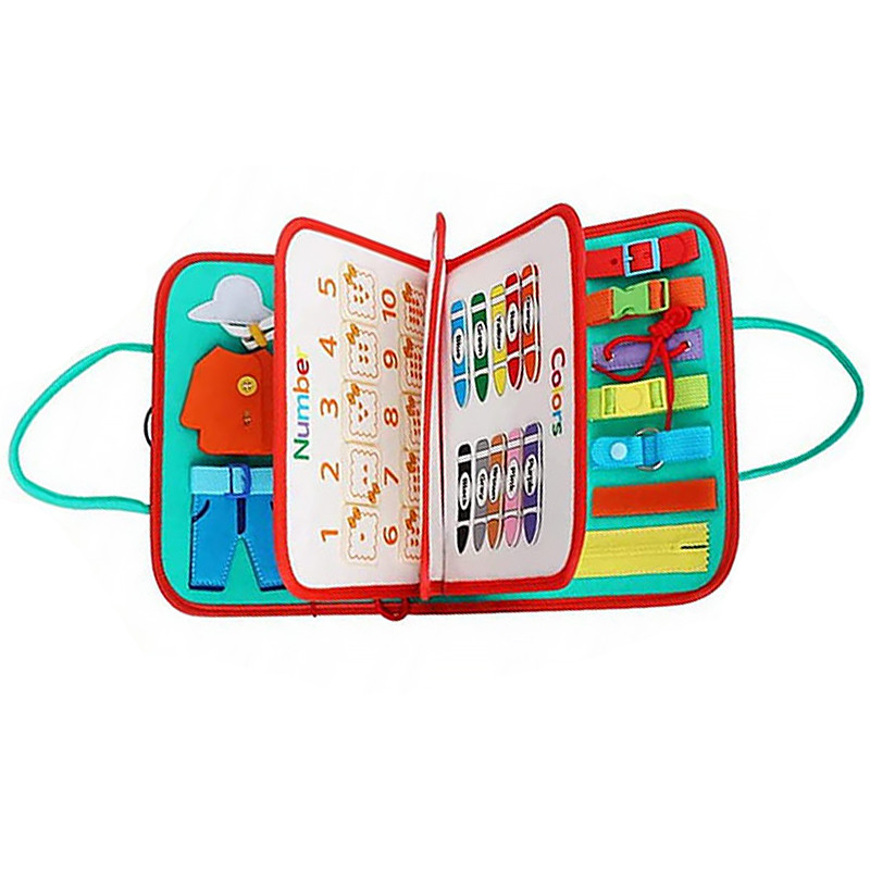 Дитяча розвивальна сумочка Lesko 545L Light Blue бізіборд монтессорі-іграшка 13 шт., фото 1