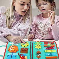 Дитяча розвивальна сумочка Lesko 545L Light Blue бізіборд монтессорі-іграшка 13 шт., фото 3