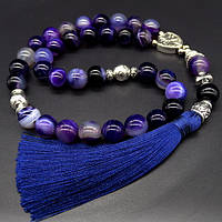 Чітки з натурального каменю Агат фіолетовий 33 намистини