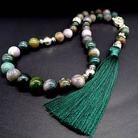 Чітки з натурального каменю Яшма зелена 33 намистини