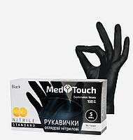 Рукавички нітрилові чорні MedTouch неопудрені розмір S 100 шт / упаковка
