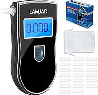 LAMJAD AT818 Алкогольний тестер, алкометр із 20 мундштуками та РК-екраном із синьою підсвіткою
