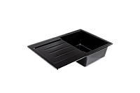 Прямоугольная гранитная кухонная мойка с крылом для сушки Sink Quality REALGAR 1KDO BLACK (цвет черный)