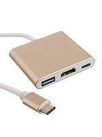 Адаптер HD-U03 USB 3.1 Type-C to HDMI+PD+USB3.0 h