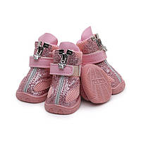 Демісезонні черевики для малих порід собак Ruispet №2 рожеві 4x3,2см