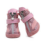 Демісезонні черевики для малих порід собак Ruispet №2 рожеві 4x3,2см, фото 2
