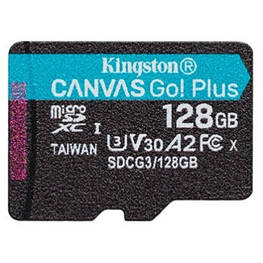 Картка пам'яті Kingston 128 GB microSD class 10 UHS-I U3 A2 Canvas Go Plus (SDCG3/128GBSP)
