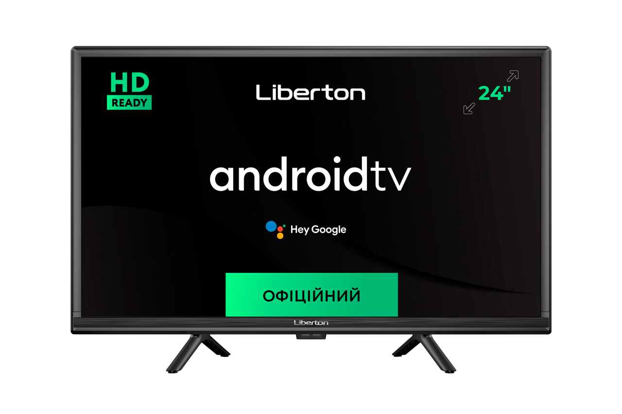 ТЕЛЕВІЗОР Liberton LTV-24H01AT, LED 24"(61 см), ANDROID 11, оперативна 1Гб, вбудована 8Гб чорний