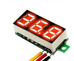 Вольтметр 0,28" DC 0-100 В (червоні цифри)