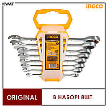 Набір комбінованих храпових гайкових ключів від8 до19 мм INGCO INDUSTRIAL механізм з тріскачкою