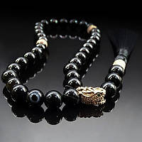 Чітки Дракон із натурального каменю Чорний Агат