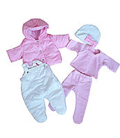 Одяг для ляльки Бебі Борн / Baby Born 42-45 см Великий набір 5 предметів зимовий біло-рожевий 88