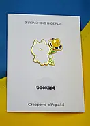 Пін (значок) Bookopt Кіт з квітами, фото 4