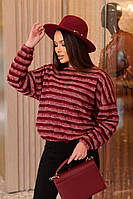 Женский красный свитер-травка в полоску