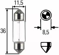 Лампа накаливания C5W 12V 5W SV 8,58, HELLA (8GM002092121)