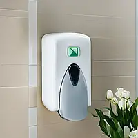 Дозирующий диспенсер подвесной на стену для жидкого мыла 500 мл белый с резервуаром, дозатор для мытья рук