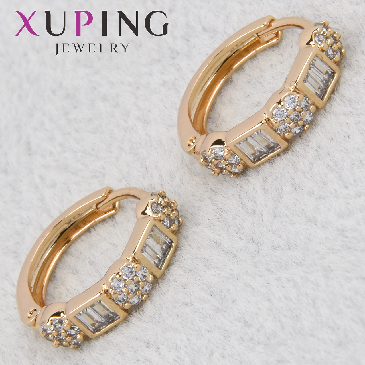Серёжки женские золотистого цвета Xuping Jewelry 18K кольцо конго с хрустальными камушками диаметр 15 мм